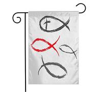 Bandiera Symbol Modern Fish Ixthus Teen Tattoo Created Forgiveness Son Sign School Icthus Prova Di Sbiadimento Stagione Bandiera, Per Balcone, Feste Strada, 30x45cm