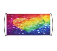 Bandiera tenuta in mano, bandiera colorata arcobaleno con stampa a cuore, bandiera portatile con manici in plastica per fan uso domestico