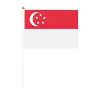 Bandiera tenuta in mano, bandiere del poliestere della stampa della bandiera di Singapore con Palo di plastica per gli eventi e la decorazione