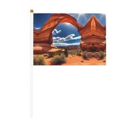 Bandiera tenuta in mano, bandiere del poliestere della stampa standard del parco nazionale degli archi con Palo di plastica per gli eventi e la decorazione