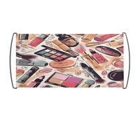 Bandiera tenuta in mano, con motivo a tema cosmetici e trucco, bandiera portatile con manici in plastica per uso domestico