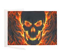 BANDIERA TESCHIO CON FUOCO 45x30cm - BANDIERINA DEI PIRATI - PIRATA 30 x 45 cm cordicelle - AZ FLAG