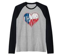 Bandiera Texas Cuore Amore Stato Orgoglio Vintage Patriot Maglia con Maniche Raglan