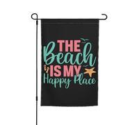 Bandiera The Beach Is My Happy Place Robuste Bandieradacortile Appendere Decorazioni Da Esterno Per Esterni Domestiche Parete 12X18 Inch