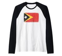 Bandiera Timor Est Grafica Per Uomini Donne Bambini Maglia con Maniche Raglan
