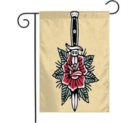 Bandiera Traditional Tattoo Sign Sword Badge Flash Flower Knife With Vintage Stylish Grunge Oldschool Emblem Tessuto Da Esterno Bandiera In Poliestere, Per Feste Estive, Feste Strada, 30x45cm