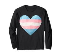Bandiera Transgender Geometrica Cuore Basso Poli LGBTQ Maglia a Manica