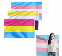 Bandiera Transgender Pride 3 Pezzi, 90x150 cm, Alta Qualità, per Interno e Esterno, Resistente al Sole, Multicolore, Ideale per Decorazioni e Eventi