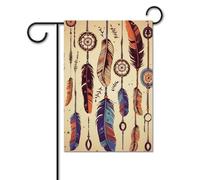 Bandiera tribale etnica vintage con piume, 30,5 x 45,7 cm, bandiere per esterni, divertente bandiera per feste, bandiere da giardino stampate su entrambi i lati, bandiera di benvenuto fuori da cortile