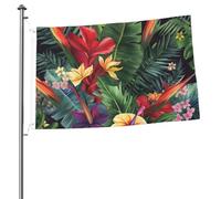 Bandiera tropicale con fiori e piante da 0,9 m stampa su entrambi i lati, bandiere da giardino per esterni, bandiere per vacanze, banner regalo con occhielli sfondo fotografico per interni ed esterni
