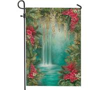Bandiera tropicale da giardino a cascata, bandiera floreale per esterni, bandiera double-face in iuta, decorazione per feste estive, 30,5 x 45,7 cm