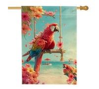 Bandiera tropicale da giardino con pappagallo, bandiera colorata con uccelli floreali per la casa, bandiera su entrambi i lati in iuta per cortile, decorazione estiva per prato all'aperto, 71 x 101 cm