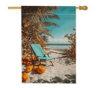 Bandiera tropicale da giardino con sedia da spiaggia, decorazione estiva turchese, striscione da esterno in iuta su entrambi i lati, decorazione per prato per feste di vacanza, 71 x 101 cm