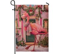 Bandiera tropicale da giardino con uccelli, ghirlanda natalizia natalizia con pesca, su entrambi i lati, in iuta, per esterni, prato, portico, patio, ingresso, 30,5 x 45,7 cm