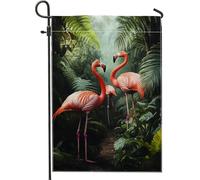 Bandiera tropicale da giardino con uccelli tropicali, decorazione botanica per esterni, bandiera da giardino in poliestere su entrambi i lati, per la decorazione estiva della casa, 30,5 x 45,7 cm