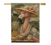 Bandiera tropicale da giardino con uccelli tropicali, pesca uccello con ananas e cocco, bandiera decorativa per la casa, bandiera da giardino in iuta su entrambi i lati, per decorazione estiva