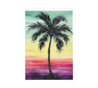 Bandiera tropicale da giardino di benvenuto con palma da 0,9 m su entrambi i lati, non sbiadisce, bandiere per casa, cortile, cortile, veranda, prato, decorazione esterna