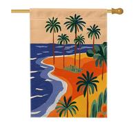 Bandiera tropicale da giardino, palme arancioni, decorazione oceanica, bandiera su entrambi i lati, in iuta, decorazione estiva per esterni, 71 x 101 cm