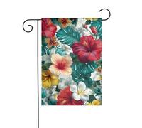 Bandiera tropicale floreale ibisco fiore giardino 30 x 45 cm verticale su entrambi i lati casa colonica vacanze decorazioni esterne bandiera cortile