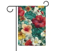 Bandiera tropicale floreale ibisco fiore giardino stagionale vacanza juta doppia faccia casa cortile esterno bandiere 30,5 x 45,7 cm