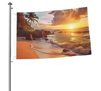 Bandiera tropicale spiaggia al tramonto, 0,6 x 0,9 m, stampa su entrambi i lati, bandiere da giardino per esterni, bandiere per vacanze, banner regalo con occhielli sfondo fotografico per interni ed