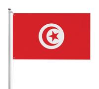 Bandiera tunisina a doppia faccia 3 x 1,5 m. Bandiera esterna a triplo strato pesante su entrambi i lati, 0,9 x 1,5 m, striscione da giardino in poliestere.