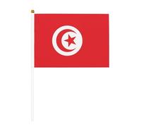 Bandiera tunisina mini bandiere, resistenti, 14 x 20 cm, piccole bandiere su bastoncini, per esterni, cortile e giardino, confezione da 6 e 10 pezzi