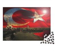 Bandiera Turca Moschea Puzzle 1000 Pezzi Puzzle per Adulti Carta Panorama Notturno Rilassante Arredo Casa Perfetto Regalo Famiglia 52x38cm/1000pcs