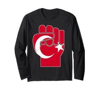 Bandiera Turkiye Pugno alzato Turchia Resilienza Orgoglio Turco Maglia a Manica