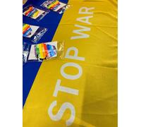 Bandiera UCRAINA 70 x 100 cm poliestere pace con asola per asta STOP WAR