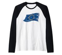 Bandiera UE Vintage Europe PRO Unione Europea Anti Brexit Maglia con Maniche Raglan