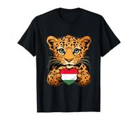 Bandiera Ungherese Carino Leopardo Cuore Orgoglio Ungheria Maglietta