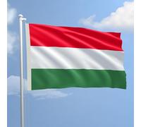 Bandiera UNGHERIA 70X100 cm in poliestere NAUTICO 115 gr/mq con doppia piega perimetrale, corda e guaina. Adatta sia IN/OUT DOOR