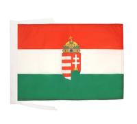 AZ FLAG Bandiera Ungheria Con Stemma 45x30 cm - Bandierina Ungherese Con Blasone 30x45 cm Cordicelle
