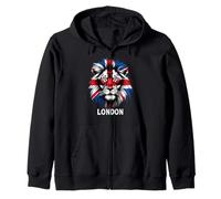 Bandiera Union Jack Lion Design Regno Unito Londra Felpa con Cappuccio