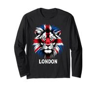 Bandiera Union Jack Lion Design Regno Unito Londra Maglia a Manica