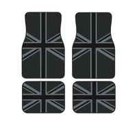 Bandiera Union Jack nera 4 pezzi Tappetini per auto Tappeti per auto Set completo Universale Adatto per SUV, furgoni, berline, camion Protezione per tutte le stagioni Tappetino per piedi per auto