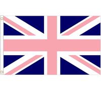 Bandiera Union Jack rosa blu 1,5 x 0,9 m 100% poliestere con occhielli Banner FlagSuperstore