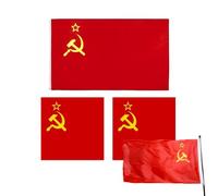 bandiera URSS 150x90 cm in poliestere resistente con 2 mini bandiere 20x28 cm incluse, accessoriata con occhielli in ottone, ideale per decorazioni interne ed esterne