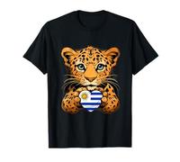 Bandiera uruguaiana dell'Uruguay con cuore leopardo Maglietta