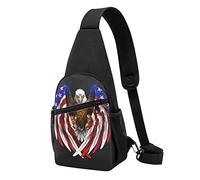 Bandiera Usa Aquila Patriottica Casual Una Spalla Cross Body Borsa Del Petto Del Portafoglio Del Telefono Degli Uomini Cross Body Bag Viaggio Walking Marsupio, Nero , Taglia unica