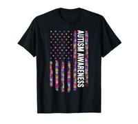 Bandiera USA Bandiera Autismo Consapevolezza Bandiere patriottico autistico Maglietta