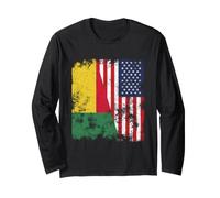 Bandiera USA Benin invecchiata - metà Americana Maglia a Manica