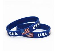 Bandiera USA Braccialetto in Silicone 2pcs Blu Blue Souvenir Braccialetto Adolescenti Braccialetti per American Independence Day Americanismo Patriotic Men Donne Regali