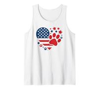 Bandiera USA cuore con impronte di zampe e stelle patriottiche amanti degli animali Canotta