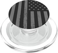 Bandiera USA Design con bandiera americana nera opaca e grigia a tema PopSockets PopGrip per MagSafe