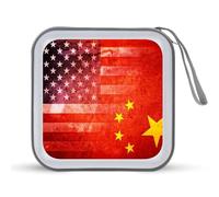 Bandiera USA e Cina Divertente CD Case Holder Organizer 40 Capacità DVD Collection Storage Bag Portafoglio Libro per Auto Casa Viaggio