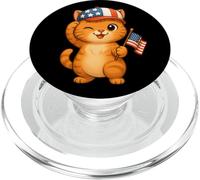Bandiera USA gatto arancione 4 luglio Giorno dell'indipendenza mamma papà bambini PopSockets PopGrip per MagSafe