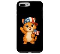 Bandiera USA gatto arancione 4 luglio Giorno dell'indipendenza ragazzi ragazze bambino Custodia per iPhone 7 Plus/8 Plus