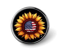 Bandiera Usa Girasole Distintivo Rotondo Carino Spilla Spille Distintivi Pulsante per Zaino Giacche Cappelli Decor